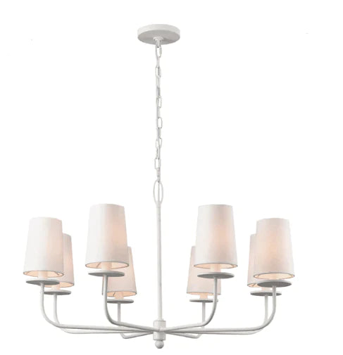 Classic White Eight Light Chandelier With Tapered Shades - Chandeliers & Pendants - The Well Appointed House