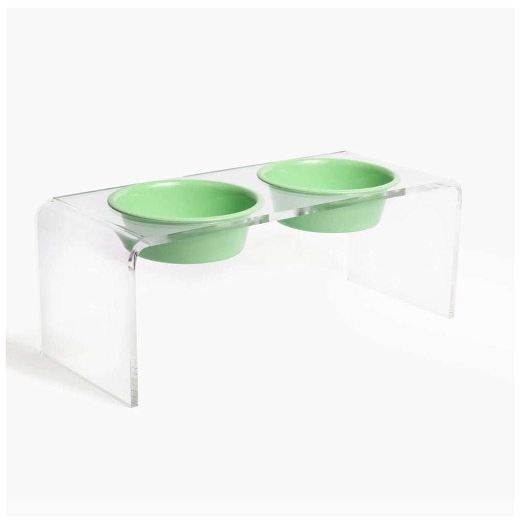 Clear Double Pet Bowl Feeder with 1 Quart Bowls- Available in Multiple Colors - Pet Accessories - The Well Appointed House