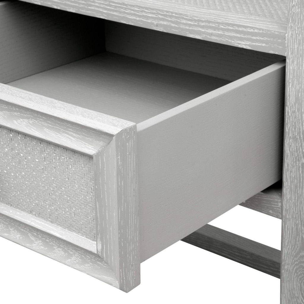 Clear Lacquered Soft Gray Vivian One Drawer Side Table - Side & Accent Tables - The Well Appointed House