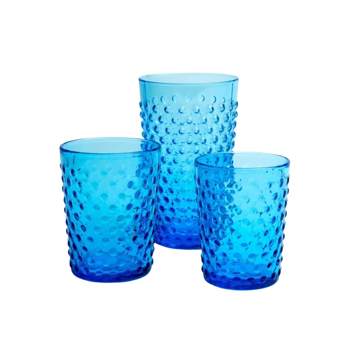 Clear Raised Dot Surface Hand Blown Glasses in True Blue The Well