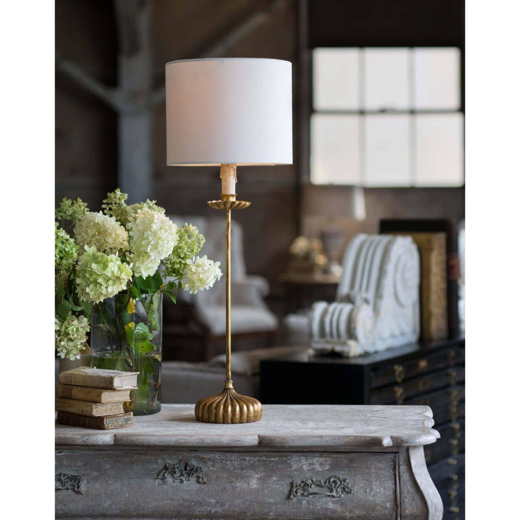 Clove Stem Buffet Table Lamp With Natural Linen Shade - Table Lamps - The Well Appointed House