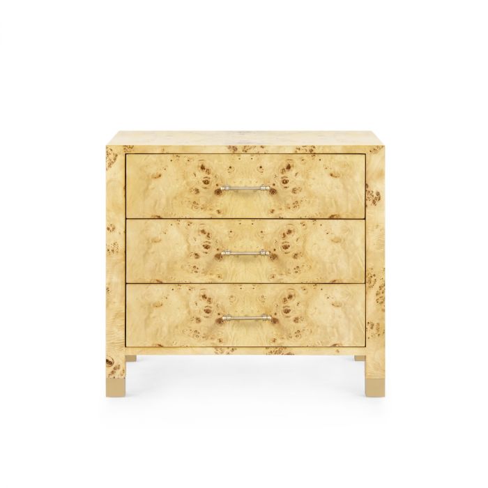Cole 3-Drawer Side Table in Burl - the well appointed house