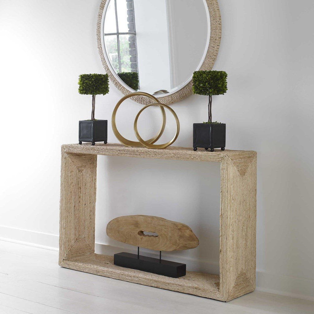 Console Table Wrapped in Natural Woven Banana Plant - Sideboards & Consoles - The Well Appointed House