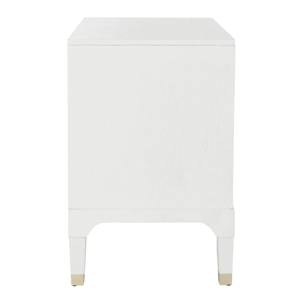 Contemporary White 3 Drawer Nightstand With Gold Hardware - Nightstands & Chests - The Well Appointed House