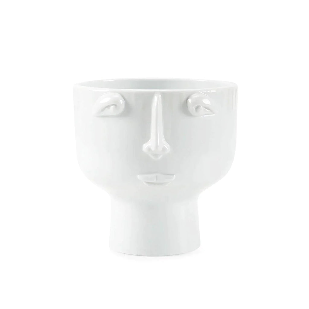 Cool White Vase With Surrealist Face - Vases & Jars - The Well Appointed House