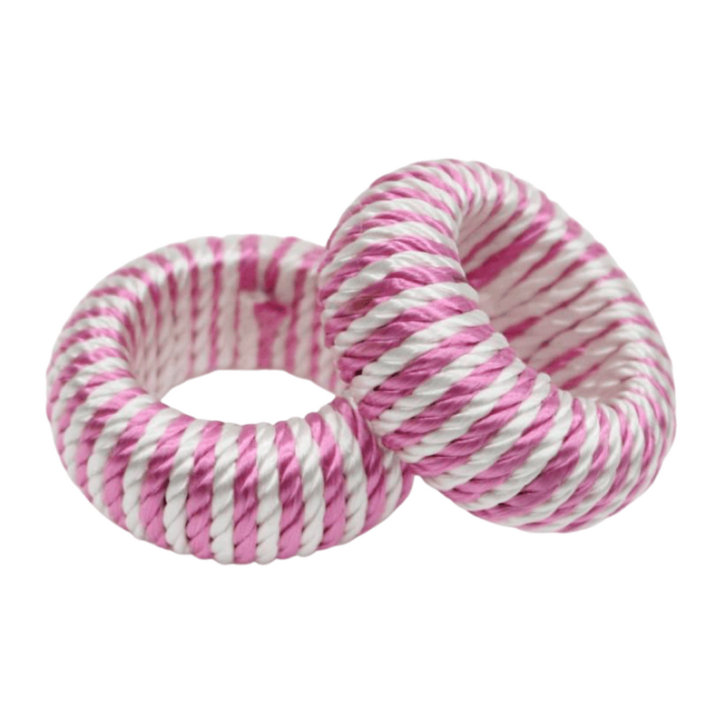 Set of 4 Pink & White Cord Napkin Rings - The Well Appointed House