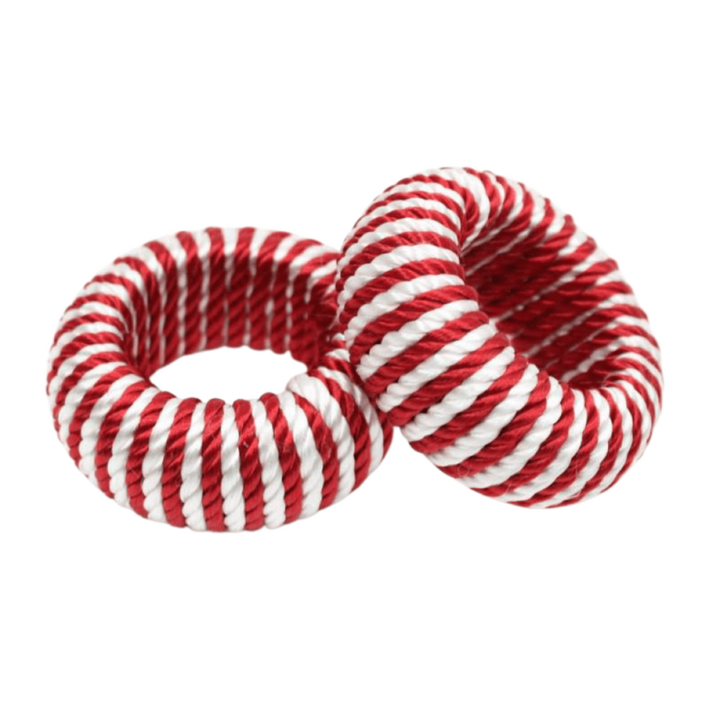 Set of 4 Red & White Cord Napkin Rings - The Well Appointed House
