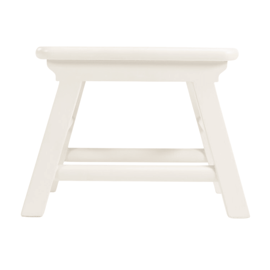 Cottage White Bayur Wood Step Stool - Little Loves Accent Chairs & Stools - The Well Appointed House