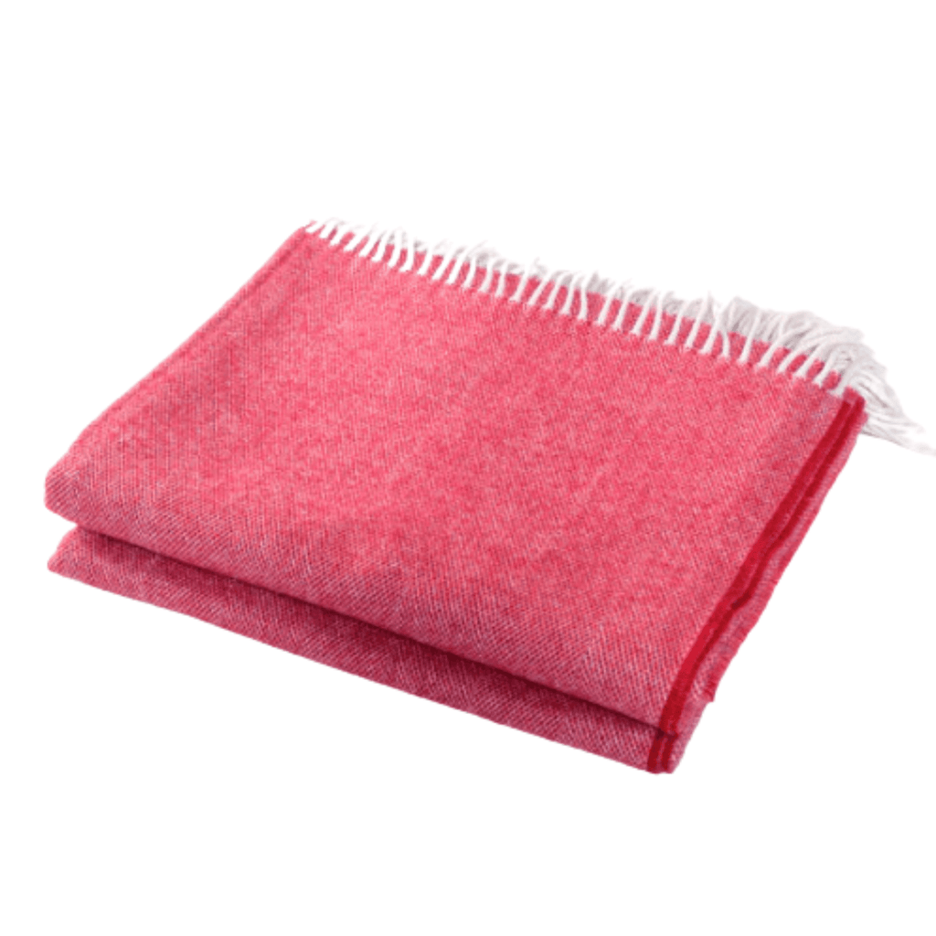 Cranberry Merino Wool Fringed Throw Blanket - Throw Blankets - The Well Appointed House
