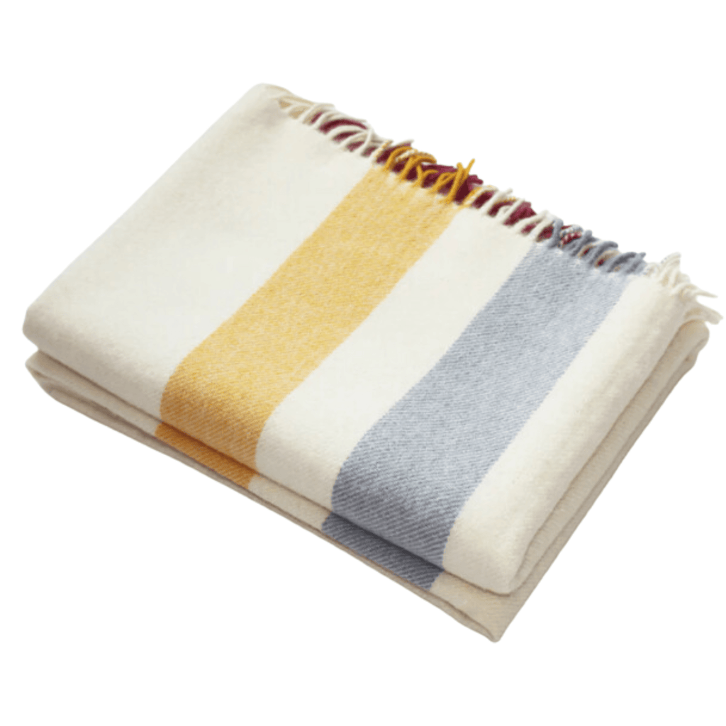 Cream Stripe Alpaca & Merino Wool Throw Blanket - Throw Blankets - The Well Appointed House