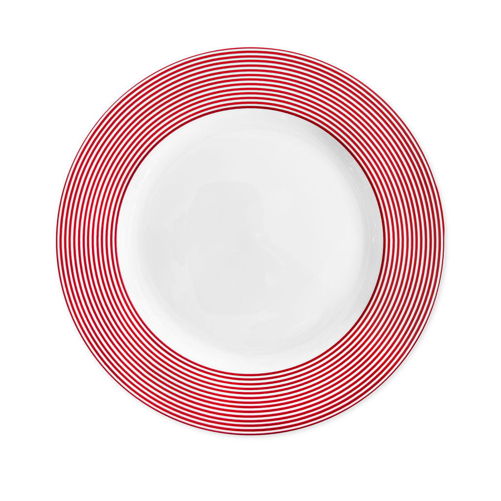 Newport Stripe Crimson Dinner Plate - The Well Appointed House