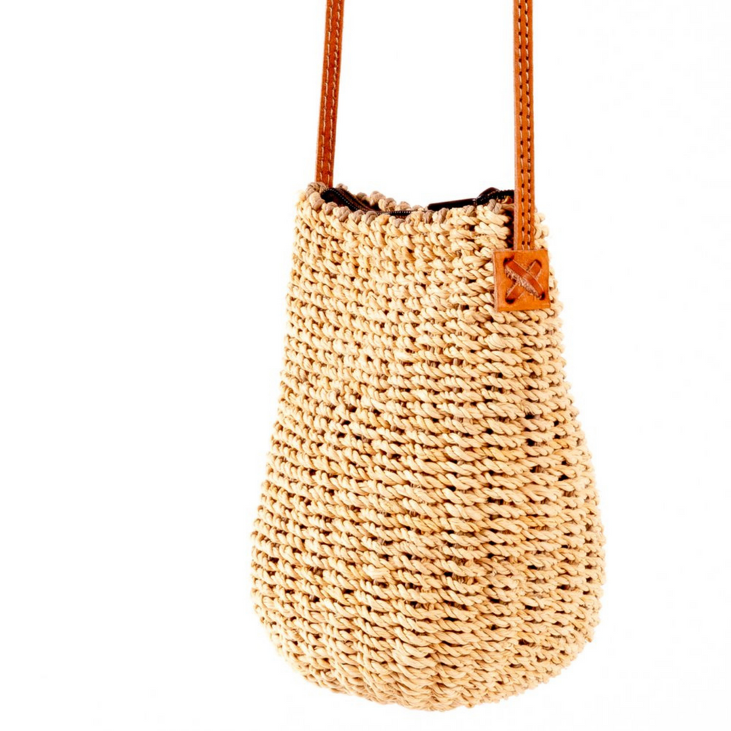 Straw Poof Crossbody Handbag in Natural - The Well Appointed House