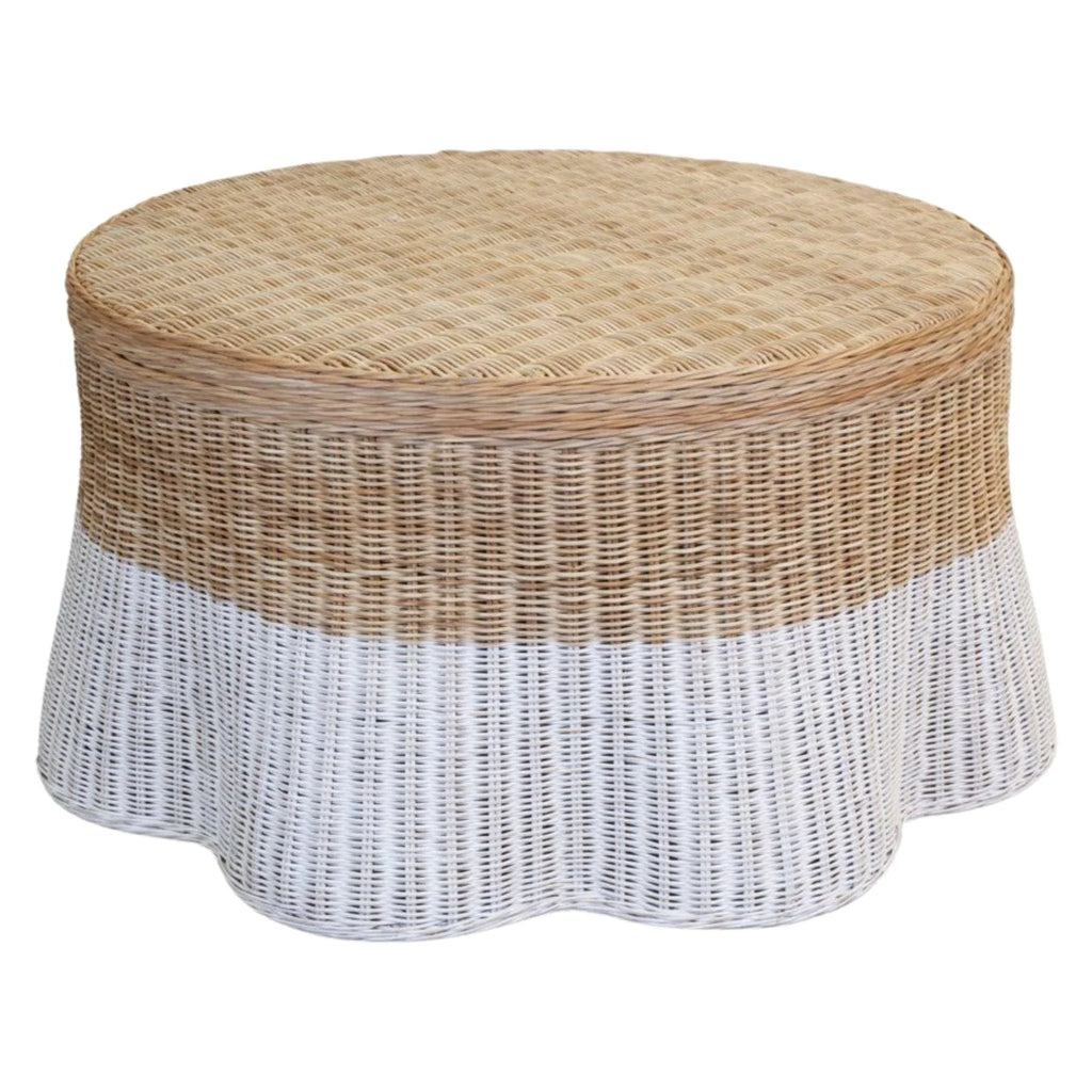 Dipped Scalloped Round Wicker Coffee Table - Coffee Tables - The Well Appointed House