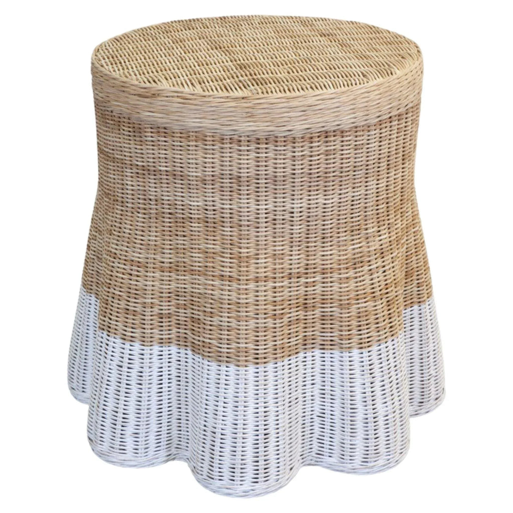 Dipped Scalloped Round Wicker Drink Table - Side & Accent Tables - The Well Appointed House