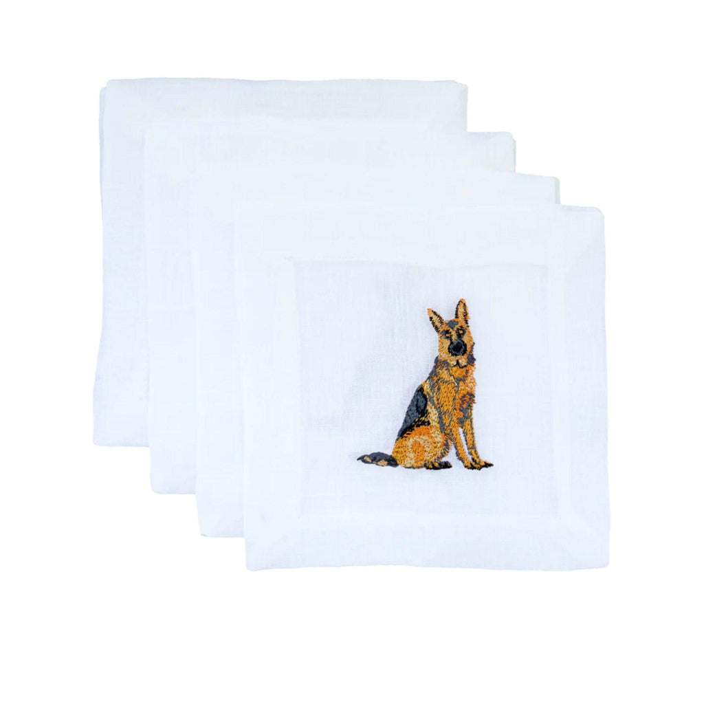 Embroidered German Shepard Cocktail Napkins - Cocktail Napkins - The Well Appointed House