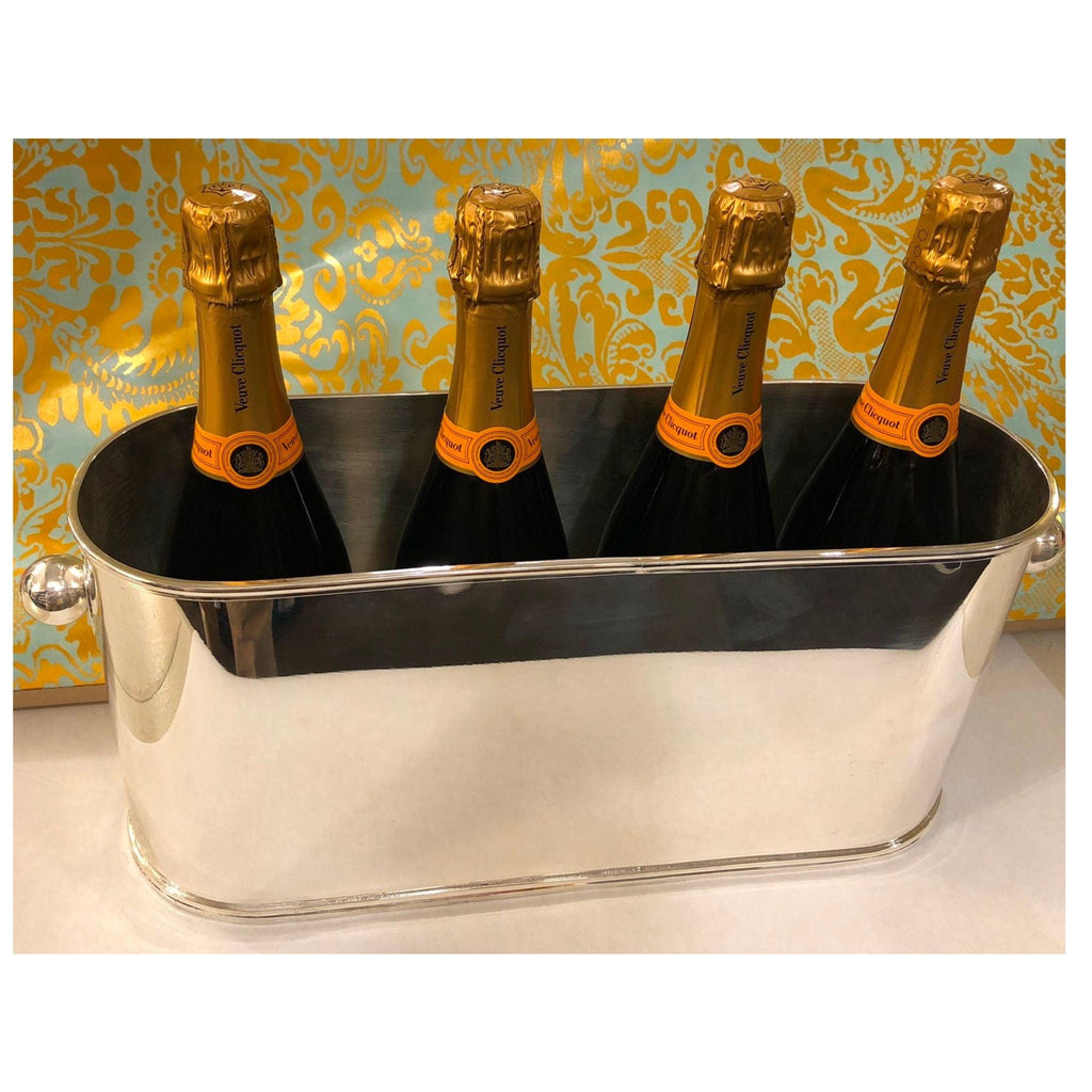 English Silver Plate 4 Bottle Oval Ice Bucket - Bar Tools & Accessories - The Well Appointed House