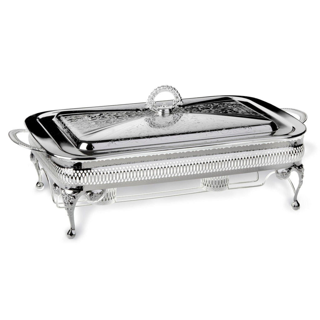 English Silver Plate Large Oblong Casserole with Warmers - Serveware - The Well Appointed House