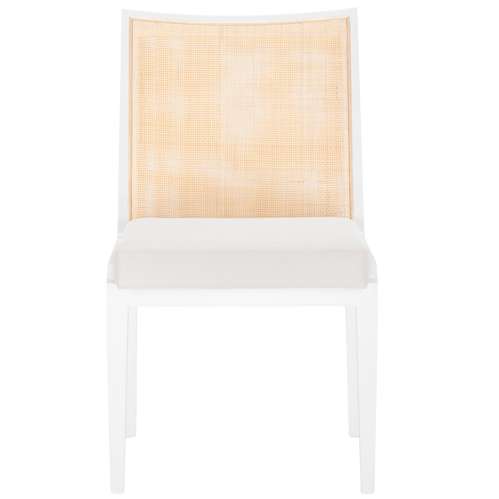 Ernest Side Chair in Eggshell White Lacquer with Hand Woven Caning - Dining Chairs - The Well Appointed House