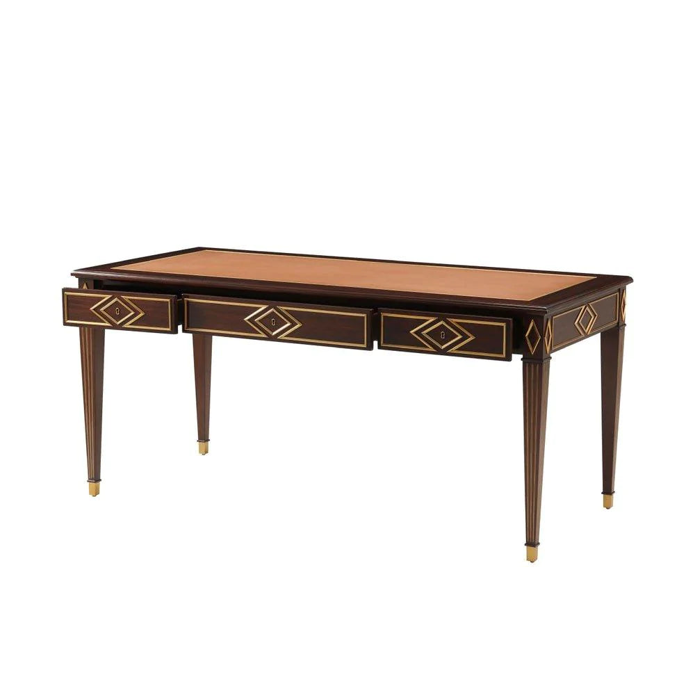 Eugenia Russian Neoclassical Desk With Brass Accents - Desks & Desk Chairs - The Well Appointed House