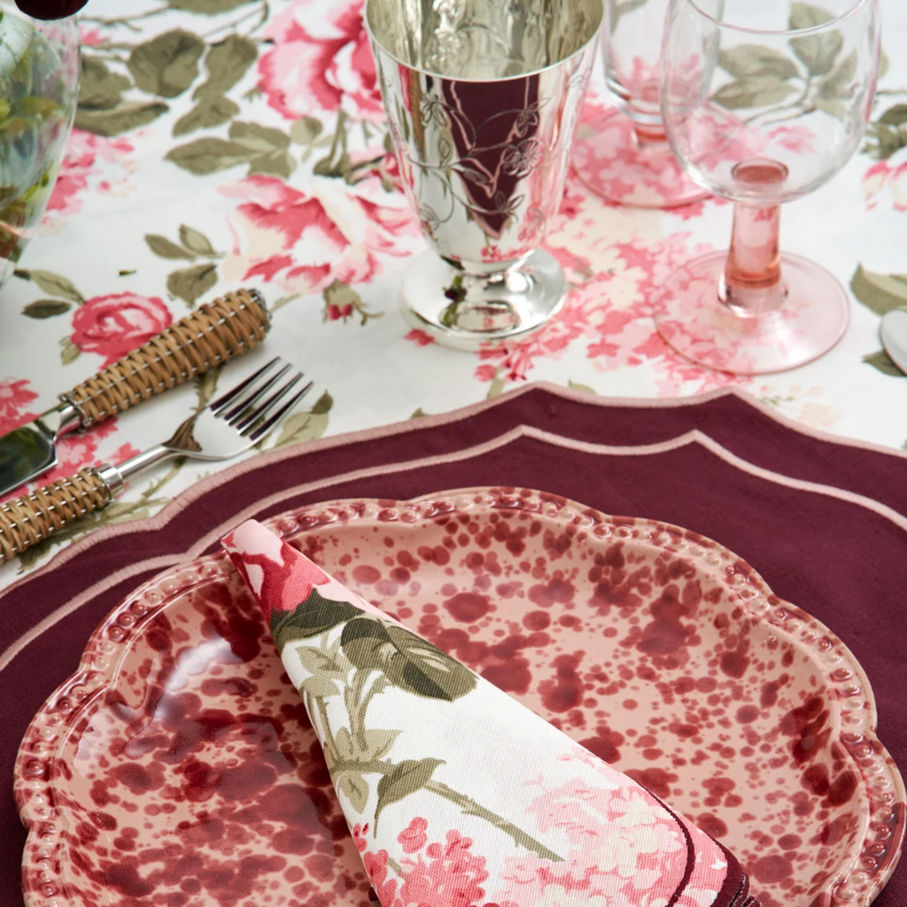 Pink & Burgundy Floral Tablecloth - The Well Appointed House