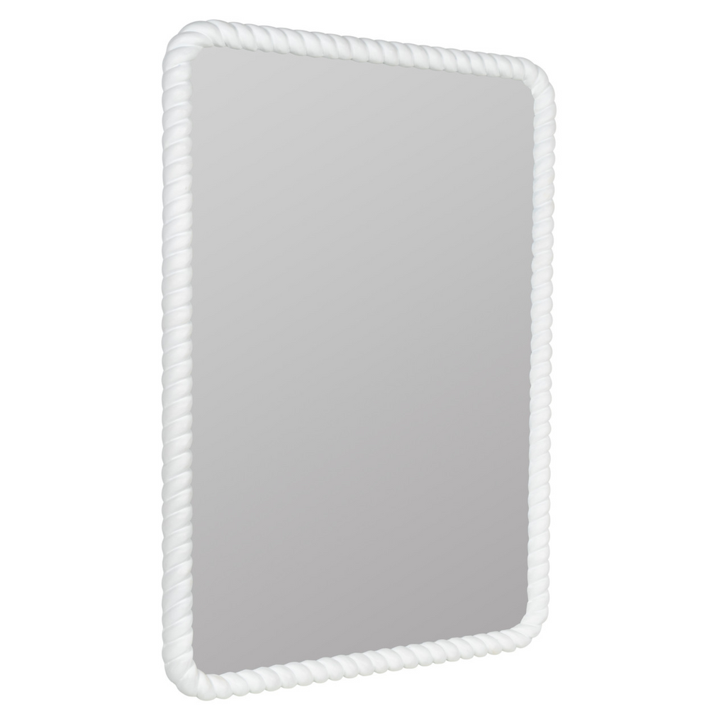 Rectangular Matte White Cord Trimmed Wall Mirror - The Well Appointed Houe