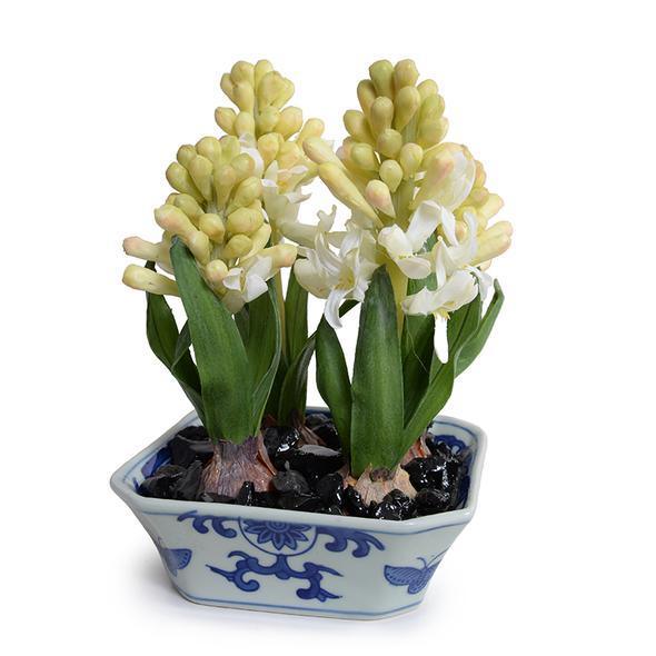 Faux Hyacinth Bulbs in Blue & White Porcelain Dish - Florals & Greenery - The Well Appointed House