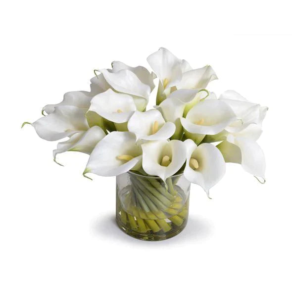 Faux White Calla Lily Arrangement in Glass - Florals & Greenery - The Well Appointed House