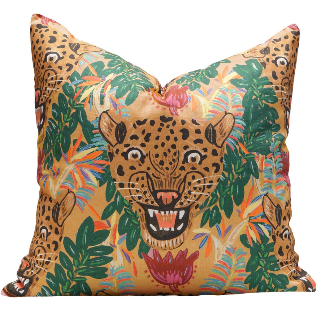 Fierce Leopard Pillow Cover in Ochre - The Well Appointed House