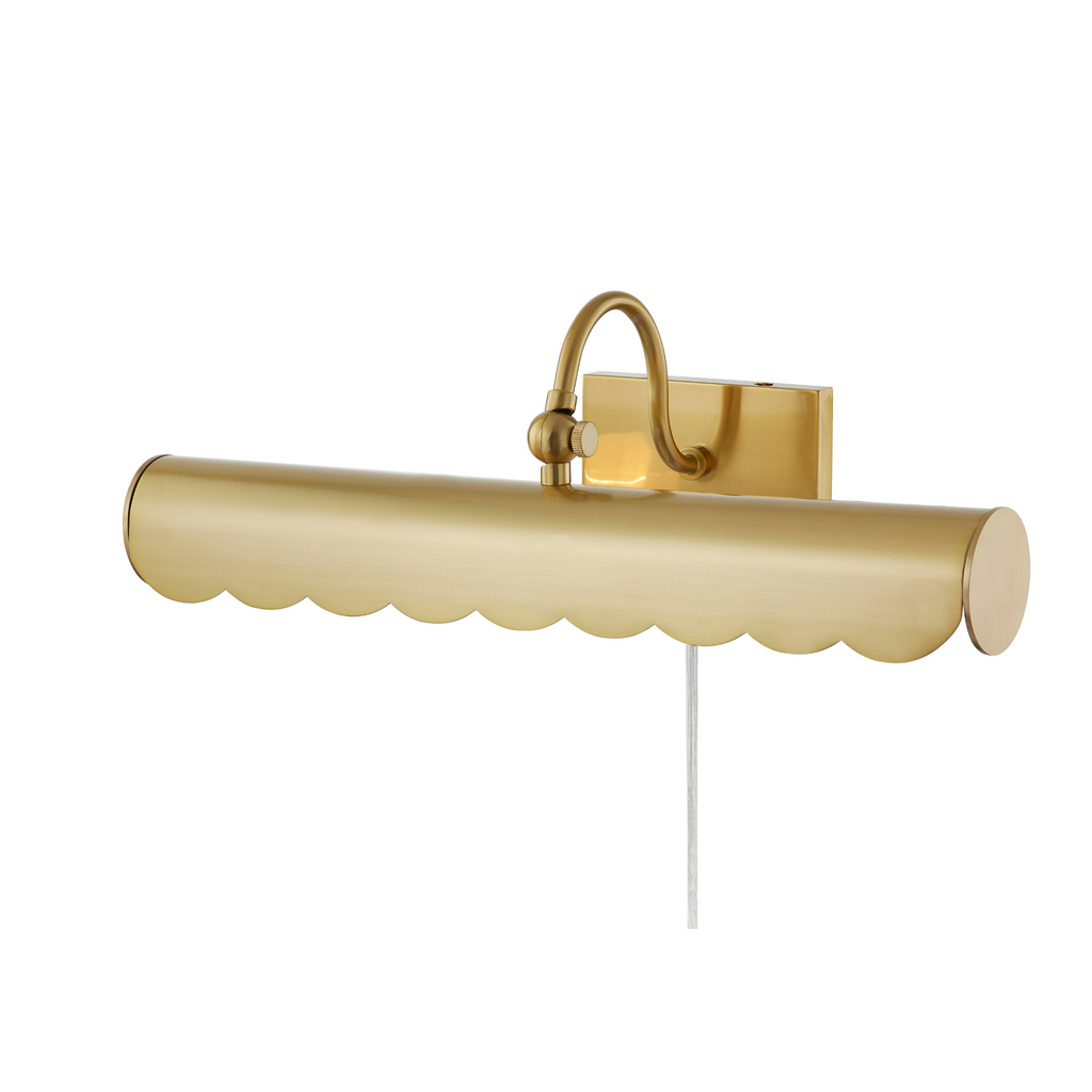 Small Aged Brass Fifi Scalloped Edge Picture Wall Light - The Well Appointed House