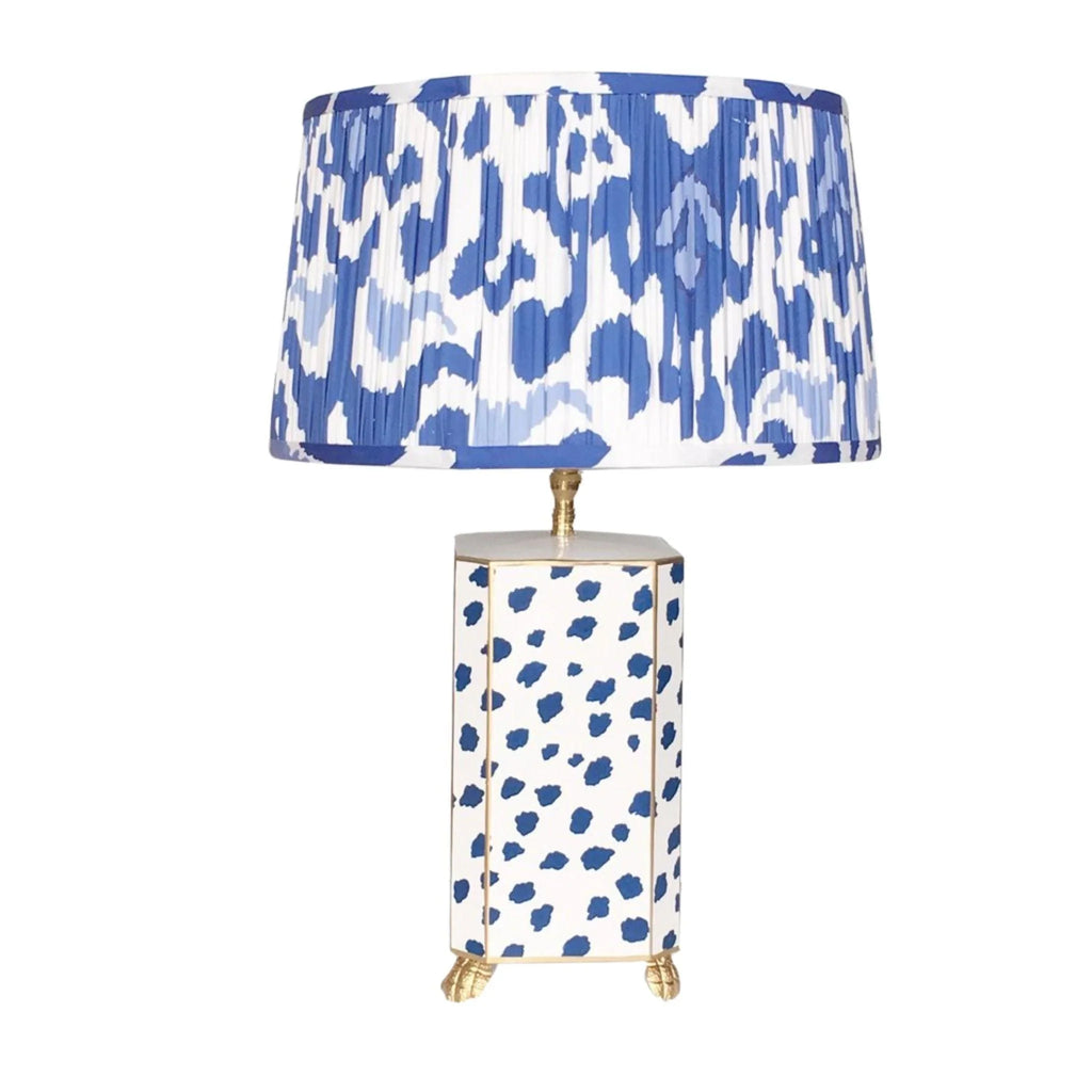 Fleck Lamp with Pleated Blue Ikat Shade - Table Lamps - The Well Appointed House