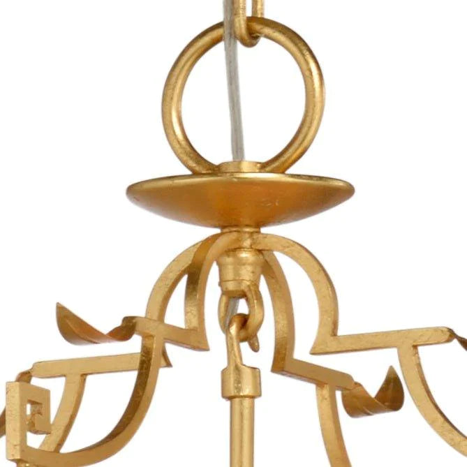 Four Light Gold Leaf Lantern With Greek Key Design - Chandeliers & Pendants - The Well Appointed House