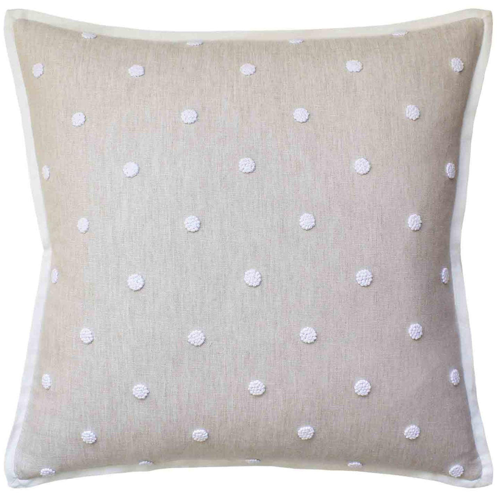 French Knot Embroidery Gray Polka Dot Decorative Square Throw Pillow - Pillows - The Well Appointed House
