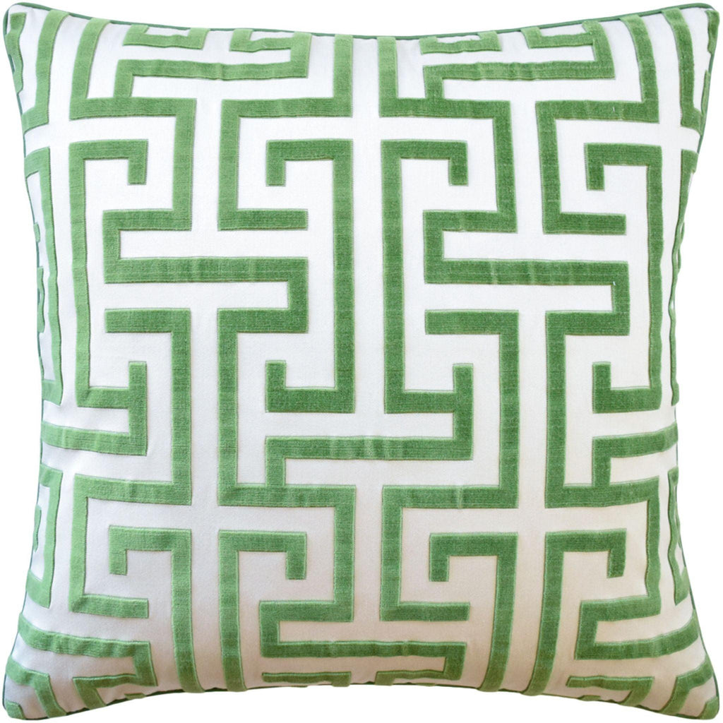 Geometric Velvet Green Decorative Cotton Pillow - Pillows - The Well Appointed House
