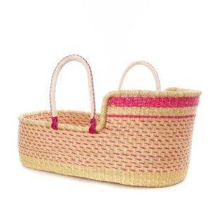 Ghanaian Primrose Moses Basket with Leather Handles - Little Loves Baskets & Hampers - The Well Appointed House