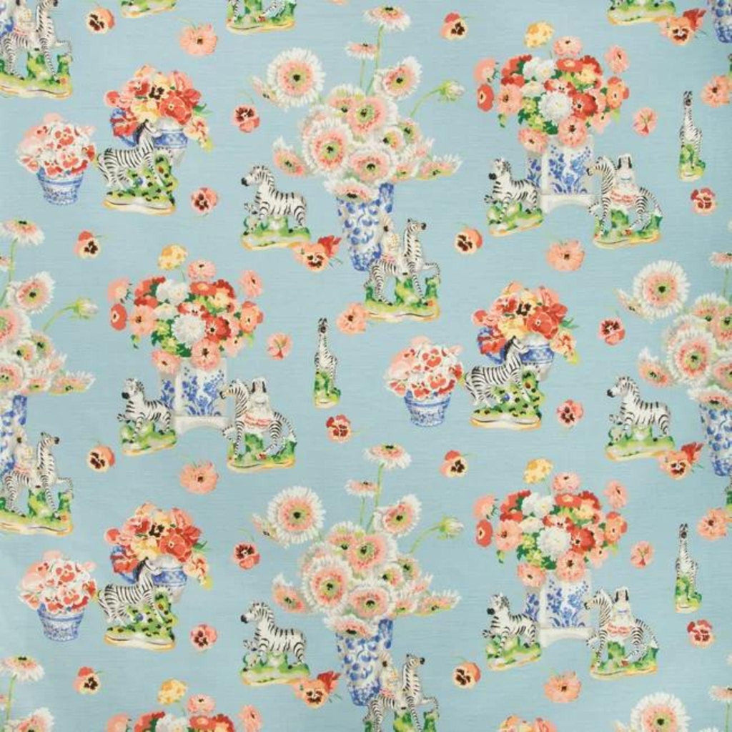 Gillian S Zebras Sky Linen and Cotton Print Fabric - Fabric - The Well Appointed House