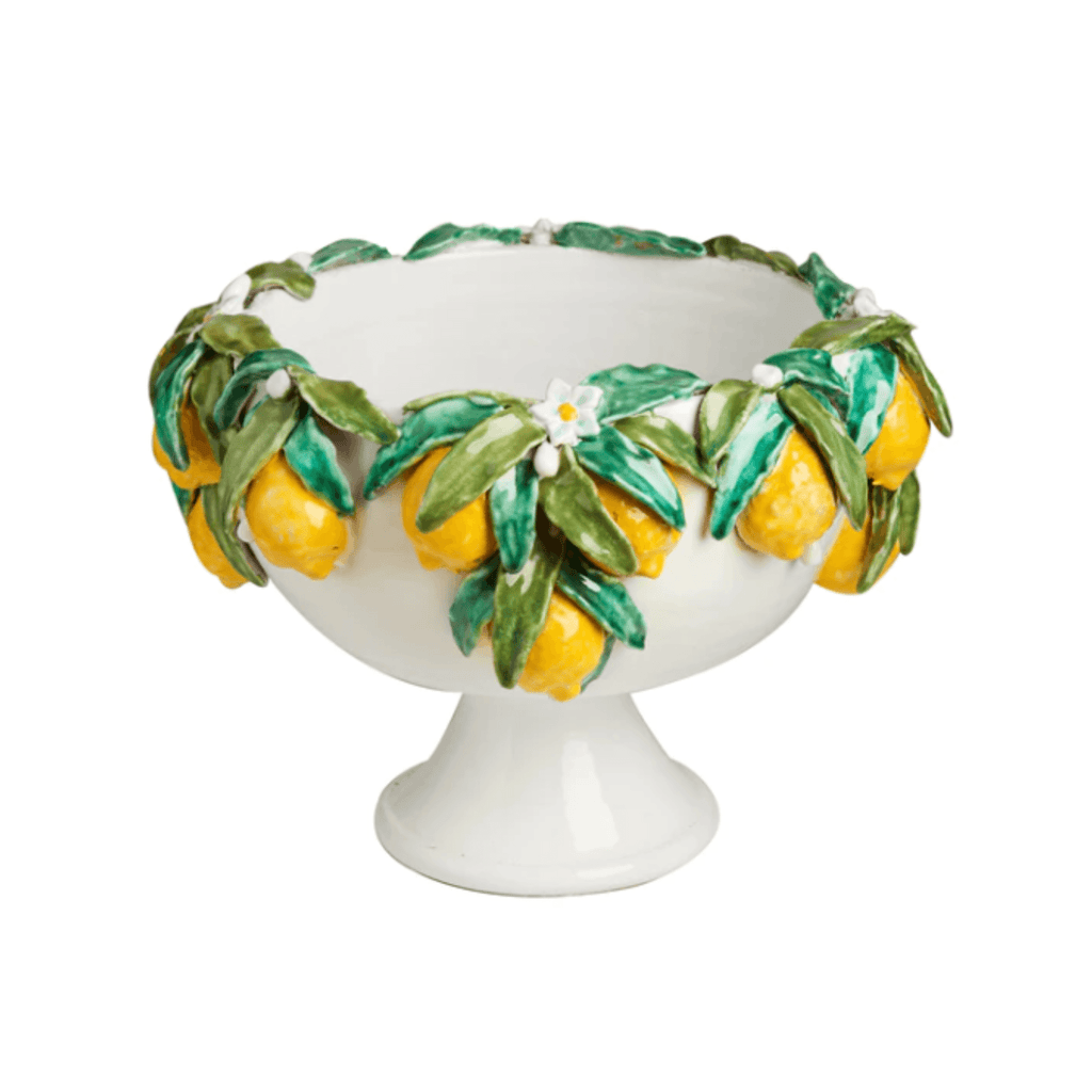 Glazed Ceramic Footed Lemon Bowl - Decorative Bowls - The Well Appointed House