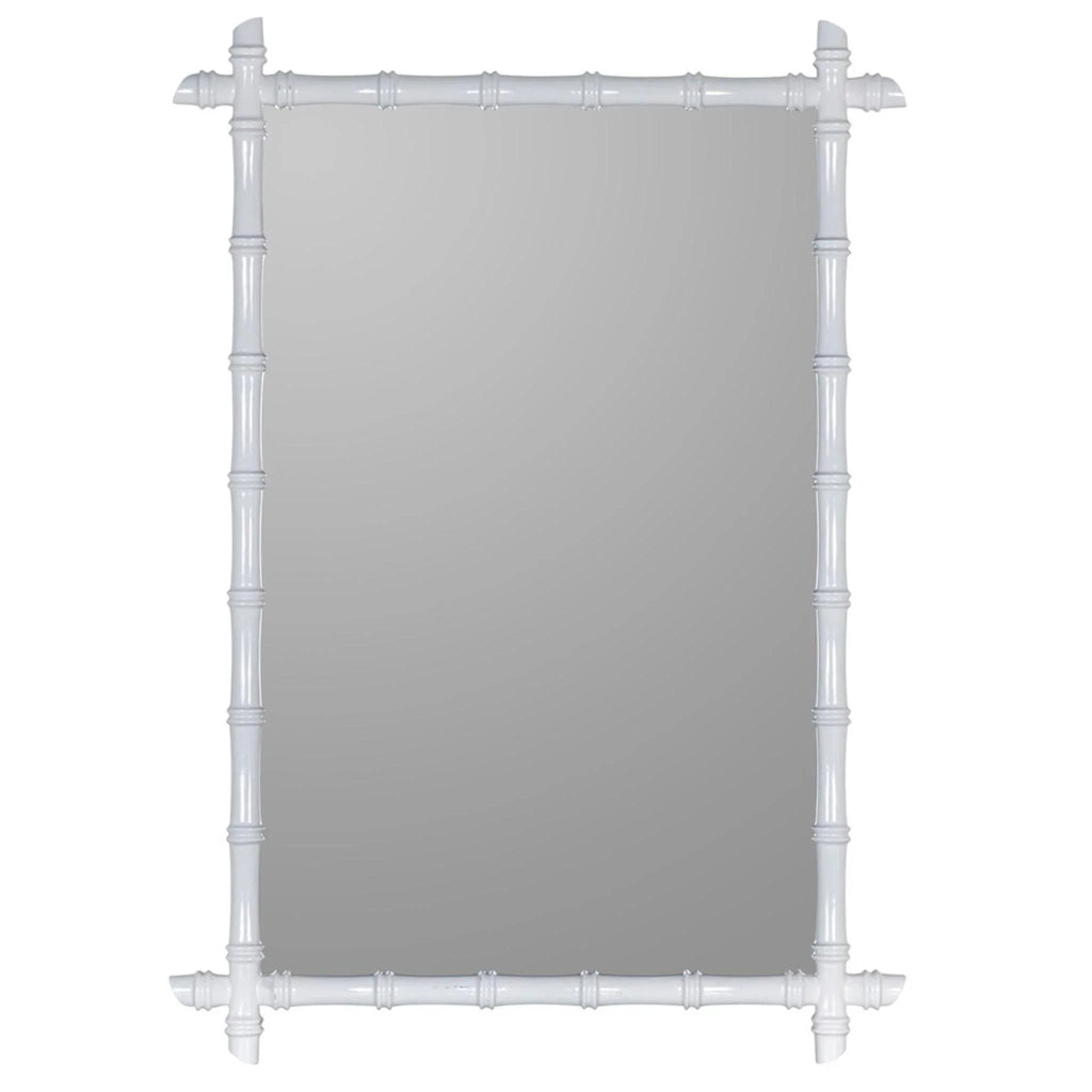 Glossy White Bamboo Inspired Framed Mirror - Wall Mirrors - The Well Appointed House