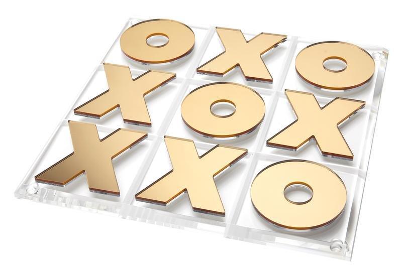 Gold and Silver Mirror Tic Tac Toe Game Board - Games & Recreation - The Well Appointed House