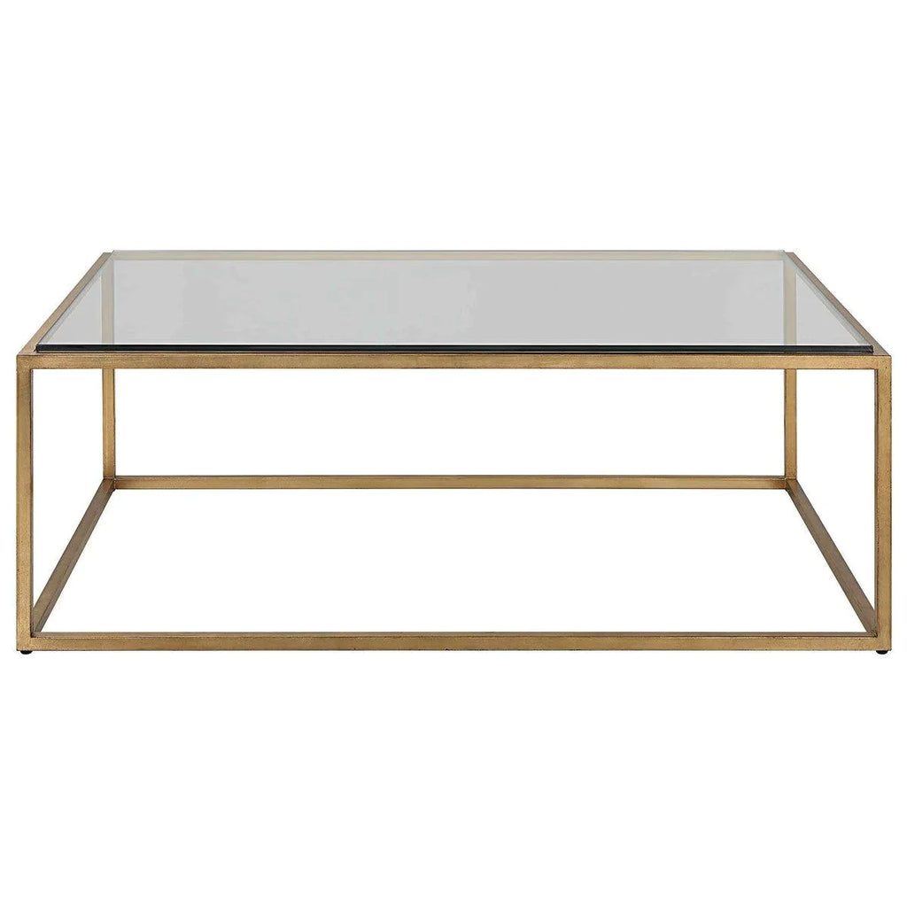 Gold Leaf Frame Tempered Glass Top Coffee Table - Coffee Tables - The Well Appointed House
