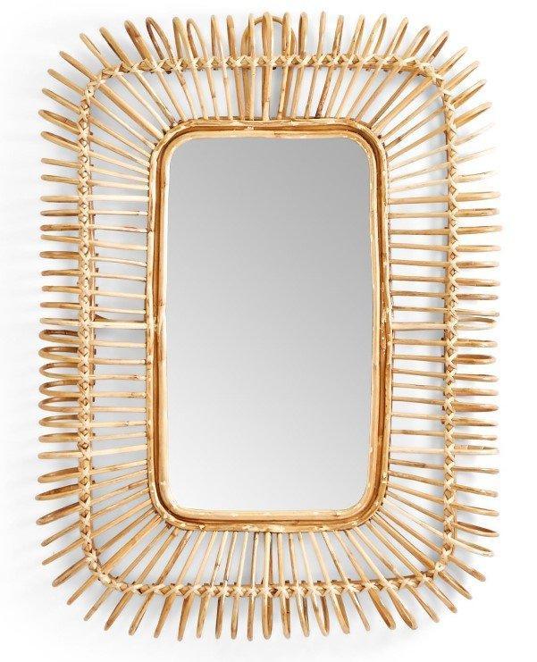 Gold Rectangular Cane Hand-Crafted Wall Mirror - Wall Mirrors - The Well Appointed House