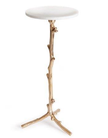 Gold Vine Accent Table With White Marble Top - Side & Accent Tables - The Well Appointed House
