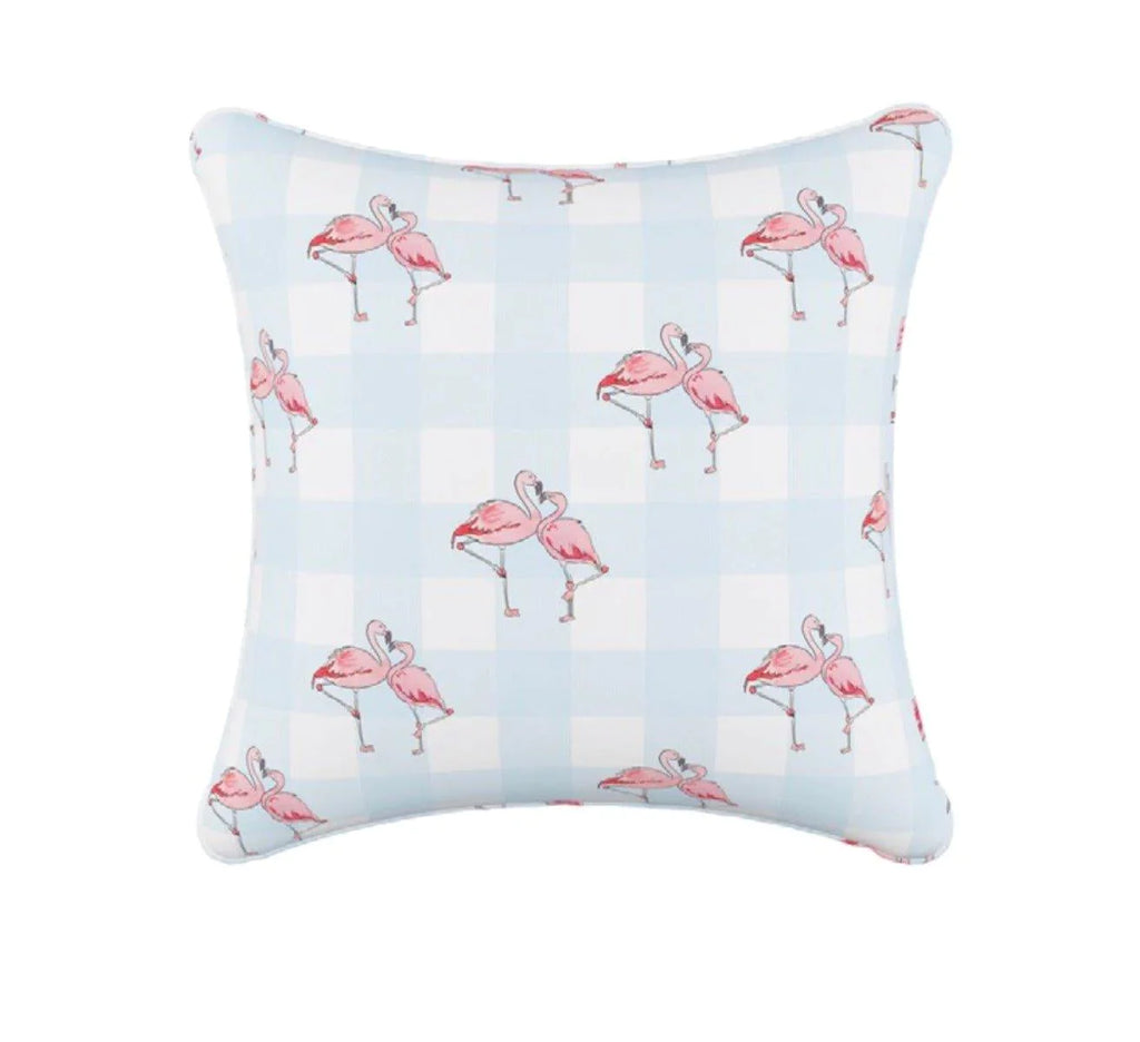 Gray Malin For Cloth & Co. Flamingo Gingham Blue Throw Pillow - Little Loves Pillows - The Well Appointed House