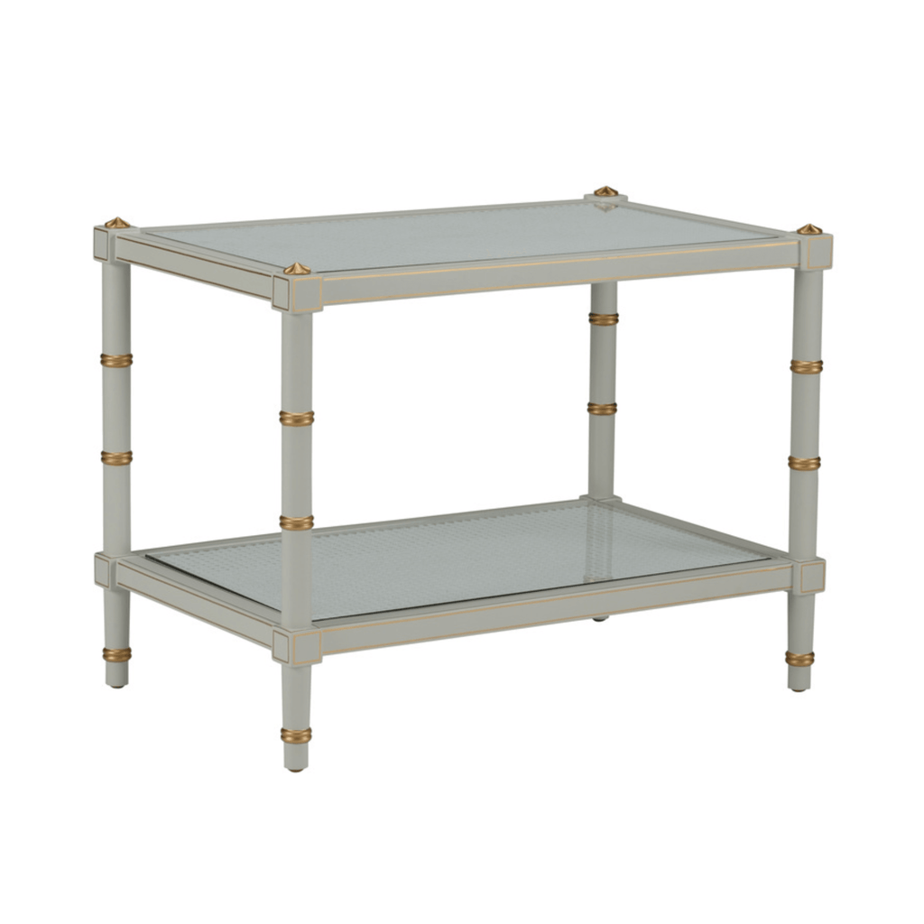 Gray Wood & Cane Two Tier Cocktail Table - Coffee Tables - The Well Appointed House