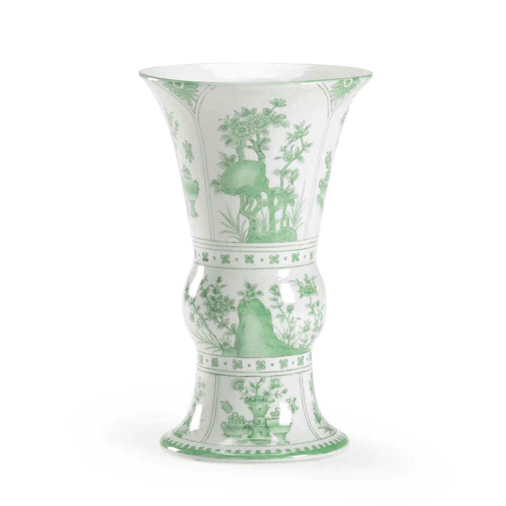 Green & White Oriental Vase - Vases & Jars - The Well Appointed House