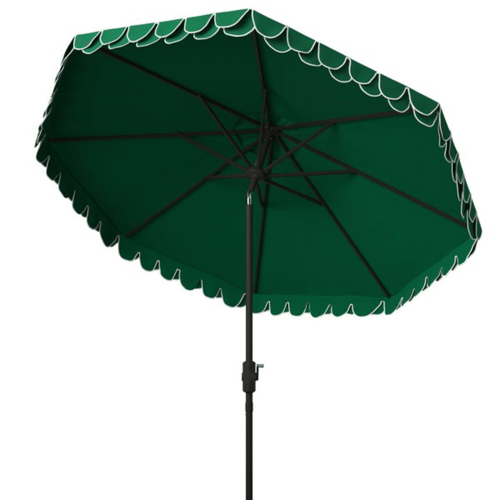 Green and White Petal Scallop Outdoor Patio Umbrella - Outdoor Umbrellas - The Well Appointed House