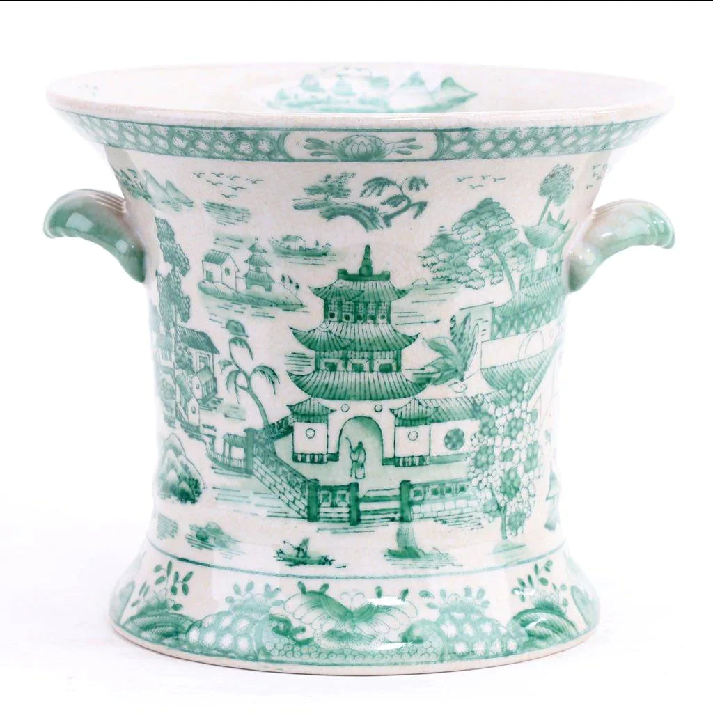 porcelain indoor plant pots Green and White Porcelain Planter – The Well Appointed House