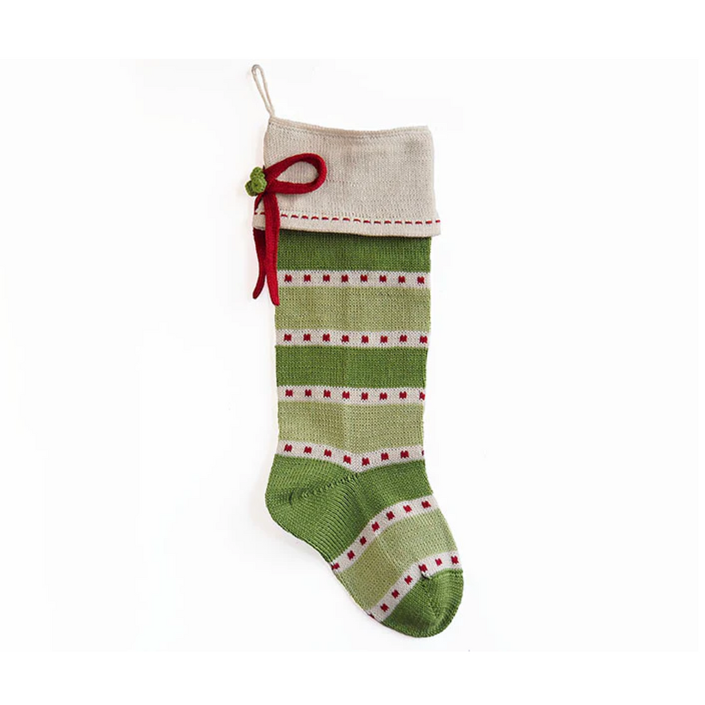 Green Striped Christmas Stocking - The Well Appointed House
