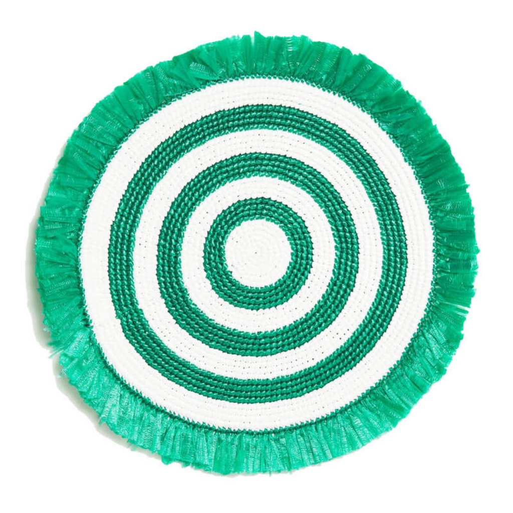 Set of 4 Green Woven Fringe Placemats - The Well Appointed House
