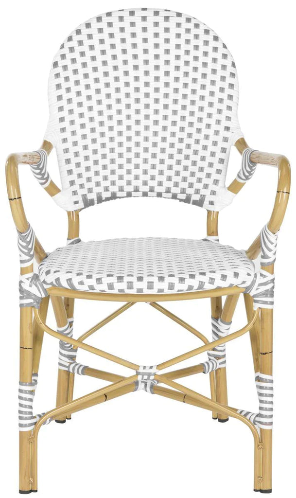 Grey and White Stacking Bistro Armchair- Set of Two - Outdoor Dining Tables & Chairs - The Well Appointed House