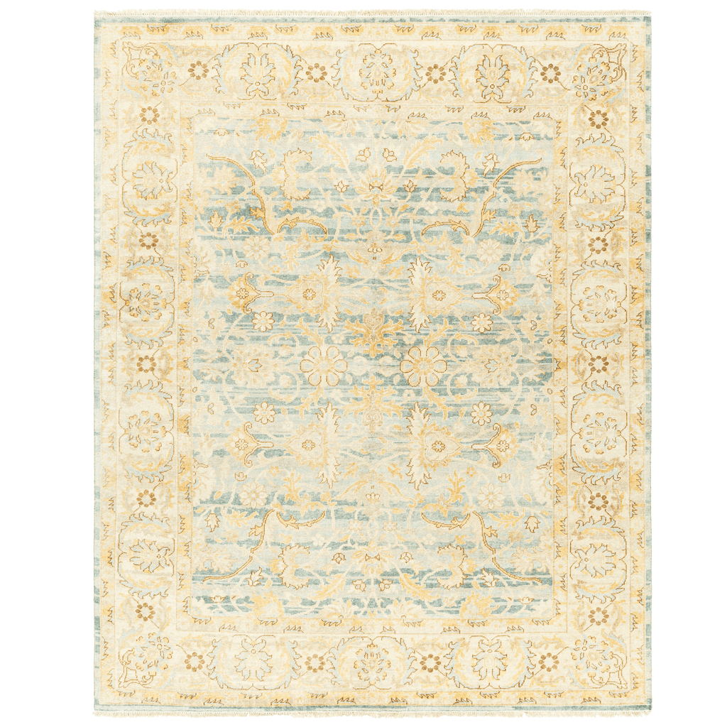 Hamadan Mustard & Teal Wool Blend Area Rug - Available in a Variety of Sizes - Rugs - The Well Appointed House
